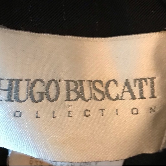 Hugo Buscati Designer Long Sleeve Pin Stripe Black Dress Size 10 - Picture 6 of 7